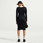 Nike Sportswear Chill Knit strakke midi-jurk met mini-ribbels en lange mouwen