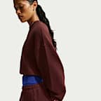 Sudadera de cuello redondo oversized cropped para mujer Nike Studio Fleece Medium Weight
