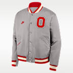 Chamarra bomber universitaria Nike de cierre a presión de largo completo para hombre Ohio State Legacy