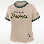 Playera Nike de la NFL cropped para mujer Green Bay Packers Rewind Ringer Mod