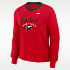 Playera de manga larga universitaria Nike para mujer Georgia Legacy