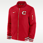 Chamarra bomber Nike de la MLB de cierre completo para hombre Cincinnati Reds Authentic Collection City Connect