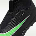Tacos de futbol para pasto sintético (turf) de corte high para niños grandes Nike Jr. Mercurial Superfly 11 Academy