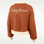 Texas Academic Women's Nike College Oversized Cropped Full-Zip Bomber Jacket