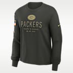 Green Bay Packers Salute to Service Sideline Women's Nike Dri-FIT NFL Long-Sleeve T-Shirt