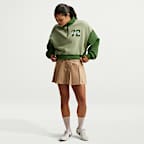 Nike Studio Fleece Medium Weight oversized cropped top met korte rits voor dames