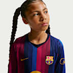 FC Barcelona 2026/27 Stadium Home Nike Dri-FIT Replika-Longsleeve-Fußballtrikot (ältere Kinder)