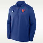Playera de manga larga Nike Dri-FIT de la MLB de medio cierre para hombre New York Mets Authentic Collection