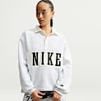 เสื้อรักบี้ทรงโอเวอร์ไซส์ผู้หญิง Nike Studio Fleece น้ำหนักปานกลาง