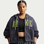 Nike Studio Fleece Medium Weight Women's Oversized Full-Zip Cropped Hoodie (Plus Size)