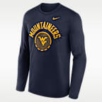 Playera de manga larga universitaria Nike Dri-FIT para hombre West Virginia Courtside