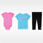 Nike Swoosh Logo Baby (0–9M) 3-Piece Bodysuit Set
