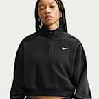 Nike Studio Fleece Medium Weight Plush Women's Oversized 1/4-Zip Cropped Top