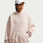 Nike Studio Fleece Medium Weight Women's Oversized Sweatshirt Logo Hoodie