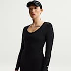 Nike Sportswear Chill Knit strakke midi-jurk met mini-ribbels en lange mouwen