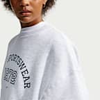 Nike Studio Fleece Orta Kalınlıkta Oversize Kadın Crew Üst