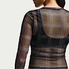 Nike Sportswear Women's Slim Long-Sleeve Checked Mesh Top