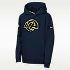 Sudadera con gorro sin cierre Nike de la NFL para niños talla grande Los Angeles Rams Rivalries Collection Sideline Club