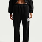 Pants con logotipo con dobladillo oversized para mujer Nike Studio Fleece Medium Weight