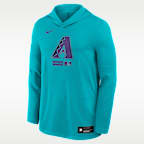 Playera de manga larga con gorro Nike Dri-FIT de la MLB para hombre Arizona Diamondbacks City Connect