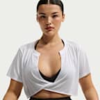 NikeSKIMS Performance Cotton Blend Cropped-Twist-Kurzarm-Oberteil mit V-Ausschnitt (Damen)