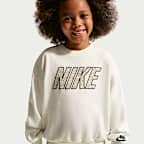 Conjunto de 2 piezas Nike Retro Remix con pants de pierna ancha en French Terry para niños talla pequeña