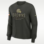 Cleveland Browns Salute to Service Sideline Women's Nike Dri-FIT NFL Long-Sleeve T-Shirt