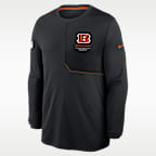 Playera de manga larga Nike Dri-FIT de la NFL para hombre Cincinnati Bengals Sideline Coach