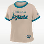 Playera Nike de la NFL cropped para mujer Jacksonville Jaguars Rewind Ringer Mod