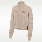Sudadera de cuello redondo universitaria Nike oversized cropped de cierre de 1/4 para mujer Georgia Neutral Stance Collection Phoenix