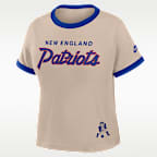 New England Patriots Rewind Ringer Mod Women's Nike NFL Cropped T-Shirt