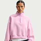 Nike Studio Fleece Medium Weight Women's Oversized 1/4-Zip Cropped Top