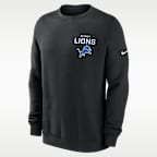 Sudadera de cuello redondo sin cierre Nike de la NFL para hombre Detroit Lions Draw Block Club