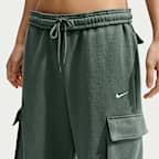 Pants cargo de tiro alto oversized para mujer Nike Studio Fleece Medium Weight