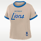 Playera Nike de la NFL cropped para mujer Detroit Lions Rewind Ringer Mod