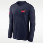 New England Patriots Sideline Team Issue Men's Nike Dri-FIT NFL Long-Sleeve T-Shirt