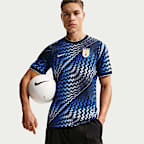 Playera de fútbol de manga corta Nike Dri-FIT para antes del partido para hombre Uruguay Academy Pro