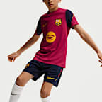 Dzianinowe spodenki piłkarskie dla dużych dzieci Nike Dri-FIT FC Barcelona Strike