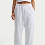 Pants oversized de tiro alto con dobladillo para mujer Nike Studio Fleece Medium Weight