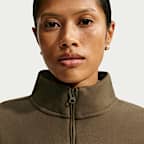 Playera de cierre de 1/4 para mujer Nike Studio Fleece Medium Weight