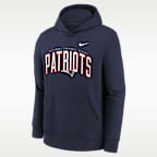 New England Patriots Essentials Club Logo Arch Big Kids' Nike NFL Pullover Crew