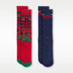 나이키 에브리데이 플러스 쿠션 윈터 원더랜드 크루 삭스(2켤레)