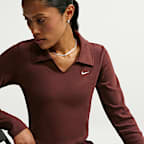 Polo cropped ajustado de manga larga para mujer Nike Sportswear