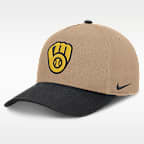 Gorra de rejilla Nike de la MLB ajustable y con estructura A-Frame para hombre Milwaukee Brewers Rise