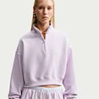 Nike Studio Fleece Medium Weight Women's Oversized 1/4-Zip Cropped Top