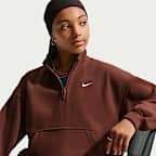 Playera oversized de cierre de 1/4 para niña talla grande Nike Sportswear Studio Fleece