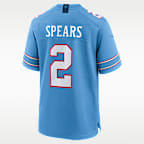 Jersey Nike de la NFL Game para hombre Tyjae Spears Tennessee Titans