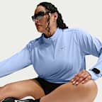 Playera de correr Dri-FIT UV de cierre de 1/4 para mujer (talla grande) Nike Swift