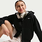 Nike Sportswear Studio Fleece oversized hoodie met rits over de hele lengte voor meisjes