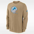 Sudadera de cuello redondo sin cierre Nike de la NFL para hombre Detroit Lions Swing Pass Rewind Club